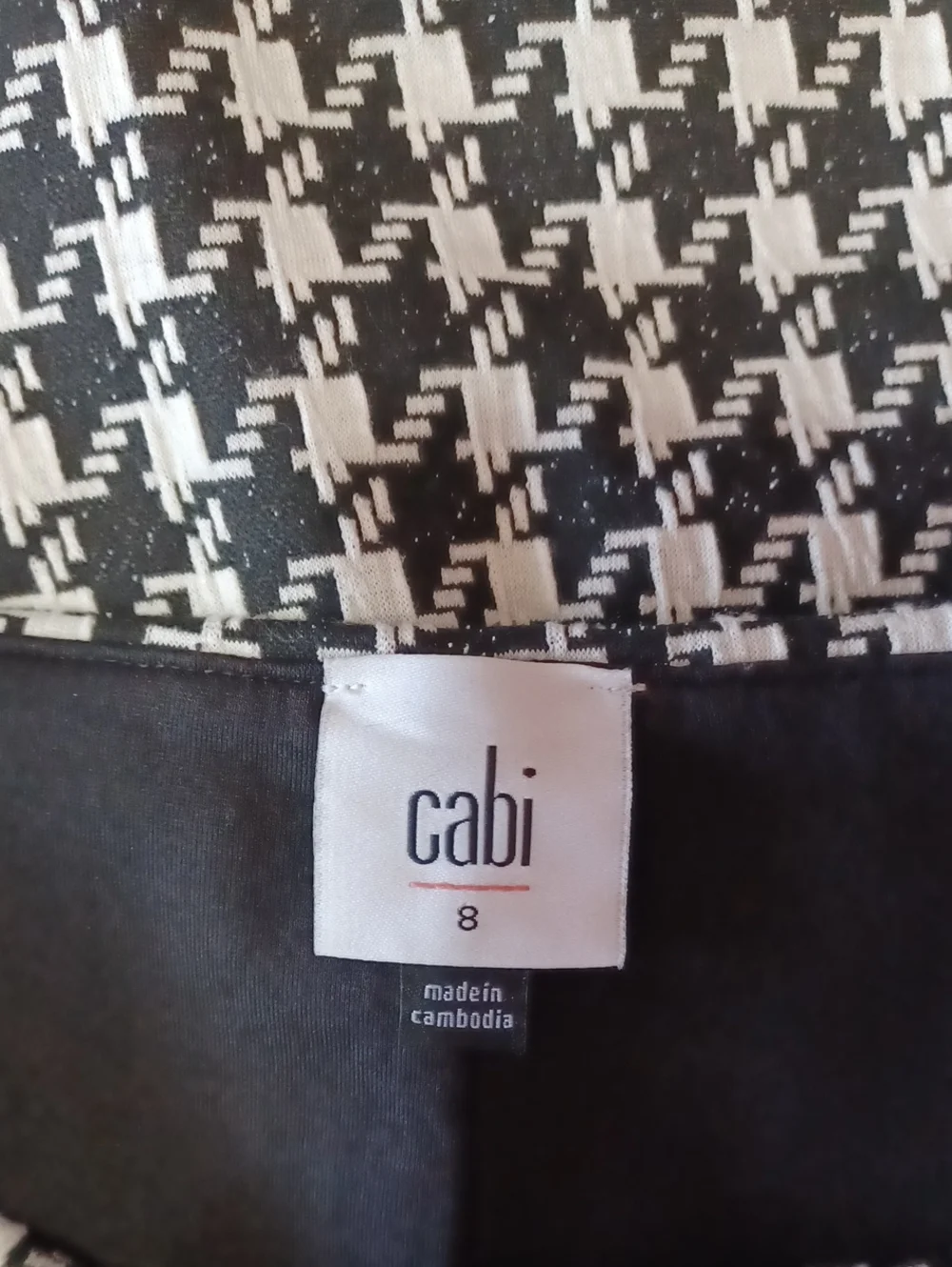 CAbi Passport Houndstooth Black White Mini Skirt Shorts Pockets Stretch Classic